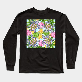 Cute Hand Painted Preppy Sea Turtle Pattern Long Sleeve T-Shirt